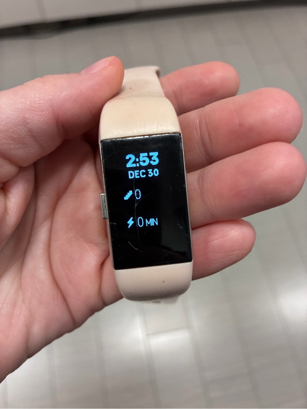 fitbit Slim Beige Silicone Band Fitness Tracker with OLED Display
